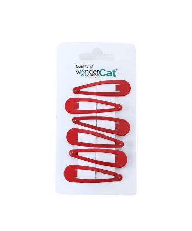 6 PCS Metal Snap Hair clips Snap Pins Hair Grip 5CM Long (Red)