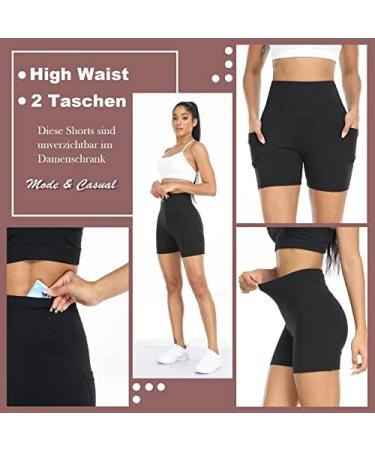 ACTINPUT Women's High Waist Cycling Shorts with Pockets - Opaque Yoga Leggings Short Sports Pants in Black - Comfortable & Stylish Hotpants - Buy Online on GoSupps.com