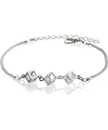 Oralgos Zircon-Cube Bracelet - Elegant Adjustable Crystal Chain Jewelry for Couples & Anniversaries - Buy Online on GoSupps.com