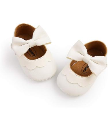 Baby Girls Mary Jane First Walking Shoes | PU Leather Anti-Slip Princess Shoes | Infant Baby Shoes 6-12 Months | E White - Buy Online on GoSupps.com