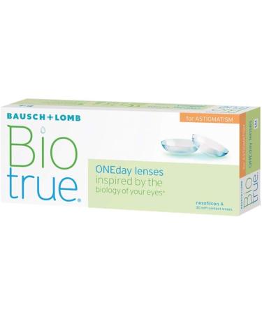 Bausch + Lomb Biotrue Oneday Toric Contact Lenses for Astigmatism - 30 Soft Daily Lenses (BC 8.4mm Dia 14.5 Cyl -0.75 Axis 80 -3.5 Diopter) - International Shipping Available - Buy Online on GoSupps.com
