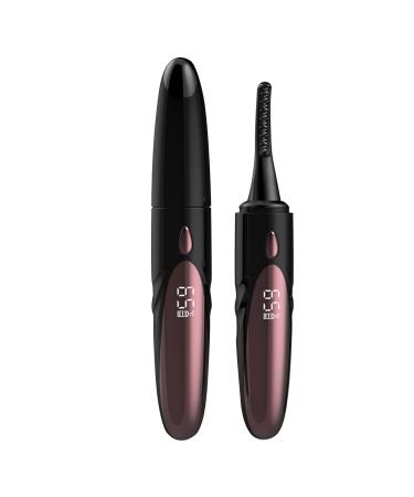 Wpsagek Heated Eyelash Curler - Electric Small Lash Curler with Comb | Double-Sided Anti-Scald Portable Lash Curler 4 Adjustable Temperature Levels Eye Makeup Tools for Natural 24hr Curl Black