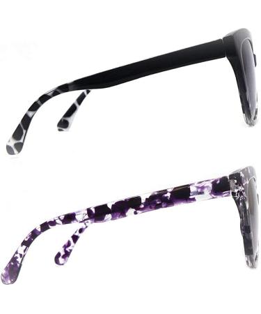 HYKaada 2 Pairs Invisible Line Cateye Bifocal Reading Sunglasses for Women - 1 Smoke & 1 Brown Lens, 2.5x - Buy Online on GoSupps.com