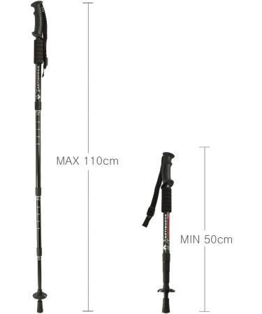MidGard Telescopic Nordic Walking Poles - Adjustable 50-110 cm Anti-Shock Cushioning Black - Set of 2 for Hiking - Buy Online on GoSupps.com