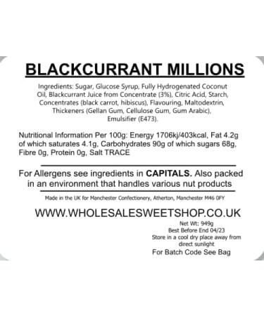 Ellies Jellies Blackcurrant Millions 949g Rectangle Tub - Buy Online on GoSupps.com