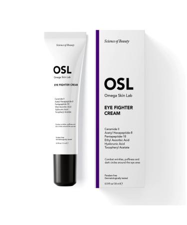 OSL Omega Skin Lab OSL Eye Fighter Cream 15ML: Friendly Eye Cream for Dark Circles and Puffy Eyes Retinol Eye Cream with Tocopheryl Acetate Hyaluronic Acid Ceramide II Acetylhexapeptide-8