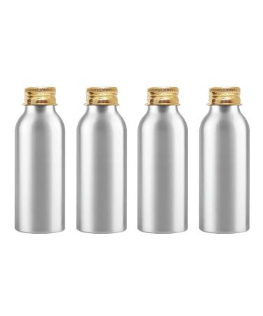 Zeoabsy 4 pieces 100 ml of empty round silver aluminum bottle with aluminum screw lid gold 100ml screw bottles made of aluminum for filling for cosmetics essences olar bathroom hotel travel 100ml gold
