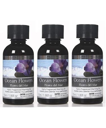 Hosley's Set of 3 55 ml Ocean Flowers Fragrance Warming Oils. Ideal Gift for Weddings Spa Meditation Settings. P1