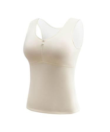 Women inner fleece thermal underwear upside - ski underwear sleeveless thermo undershirt leece functional underwear warm underwear cotton tank top V -neckline ski underwear white L