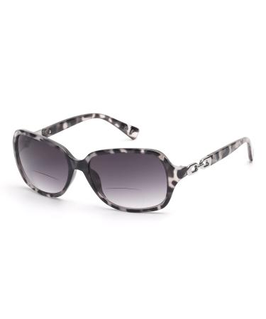 JM Classic Bifocal Reading Sunglasses for Women Vintage Reading Glasses Outdoor UV Protection Gray Tortoise 3.5 x