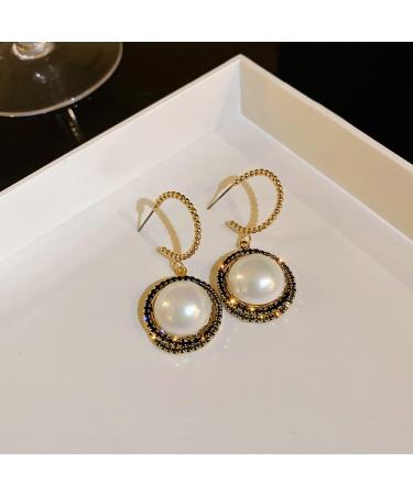 JWICOS Faux Pearl Rhinestone Dangle Earrings - Boho Gold Beaded Hoop Cuff for Prom & Party | Women's Jewelry - Buy Online on GoSupps.com