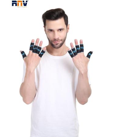 RNV 10 Pieces Black Cotton Elastic Finger Compression Sleeves Comfortable & Stretchable Support for Fingers | International Shipping - Buy Online on GoSupps.com