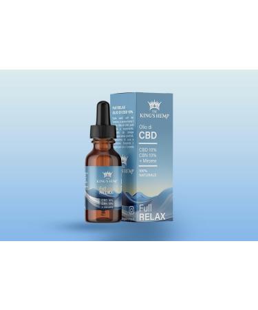 The King's Hemp Full Relax 10% CBD Oil + CBN + MIRCENE - Certified Cosmetics - Made in Italy - Sedative/Relaxing Action - 1000mg CBD 1000mg CBN 10ml