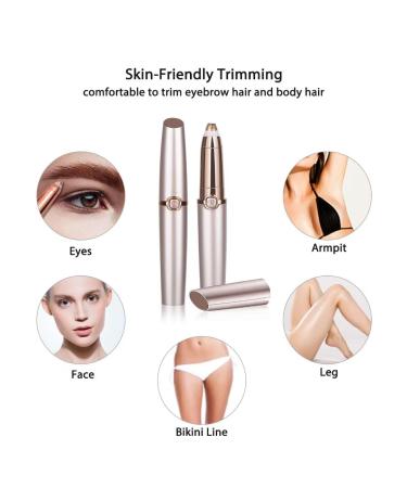 Buy Rechargeable Eyebrow Trimmer for Women - Painless Facial Hair Remover Portable Razor with Extra Brushes (Rose Gold) - International Shipping - Buy Online on GoSupps.com