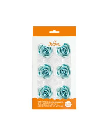 Decora 0500370 6-pack large roses blue