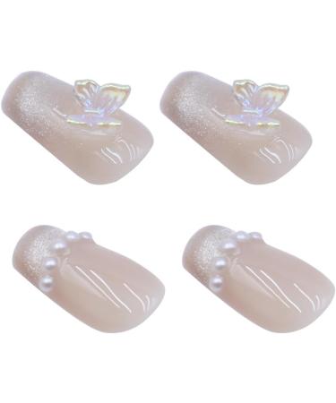 ieron Cat Eyes Cured Nail Wraps Self-Adhesive Gel Nail False Nails with Butterfly Removable Glue on Nails for Girls Glitter Nail Tips (M) - Buy Online on GoSupps.com