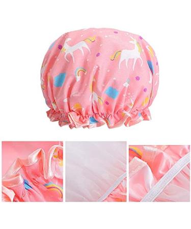 Jieddey Unicorn Shower Hood 3 Pack - Waterproof Double-Layer Bath Caps for Women & Girls | Reusable Shower Caps in Black Blue & Pink - Buy Online on GoSupps.com