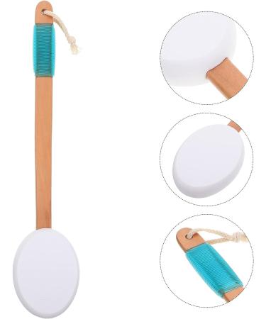 SOLUSTRE Dry Brush Body Lotion Back Applicator with Sponge for Exfoliating | Reach Handle for Shower Bath | Back Scratcher | Skin Care Tool - Buy Online on GoSupps.com