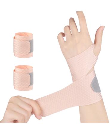 CURELIX Ultra Thin Wrist Brace for Carpal Tunnel Adjustable Breathable Wrist Support Wraps for Tennis Work and Pain Relief (2 Beige) Beige(Pairs)