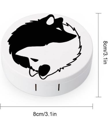 Yin Yang Wolf Round Case For Contact Lens Kit Storage Box with Mirror Printed - Buy Online on GoSupps.com