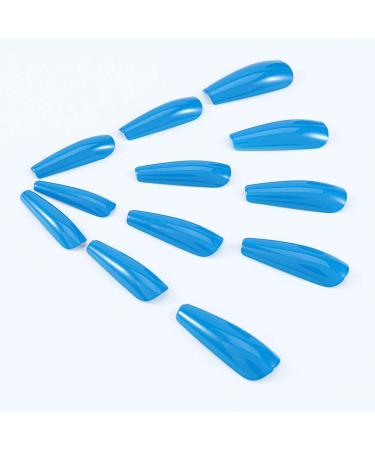 Brishow Long Ballerina Acrylic False Nails - 24pcs Press on Blue Nails for Women & Girls - International Shipping Available - Buy Online on GoSupps.com