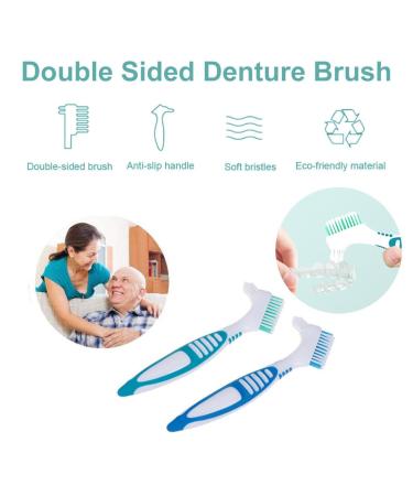 LyqniHob 2-Piece Prosthetic Toothbrush Set - Double Bristle Head for Dentures & Teeth Care | Ergonomic Design & Multi-Layer Bristles - Buy Online on GoSupps.com