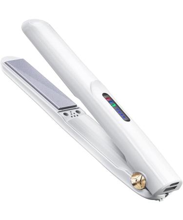 Cordless 2 in 1 Hair Straightener & Curler - Portable Ceramic Flat Mini Hot Tools for Travel - USB Rechargeable - Ideal for Women & Men - White Color - Buy Online on GoSupps.com