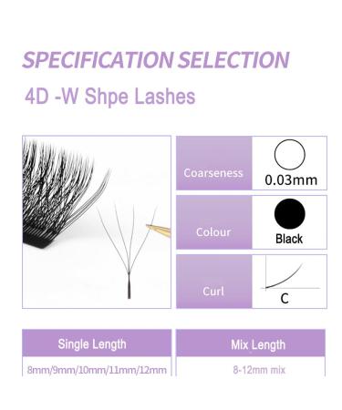Shop W Lashes 0.05mm C/D Curl 4D Mink Eyelashes - Natural Soft and Premade Volume Fans for Stunning Eyelash Extensions - Buy Online on GoSupps.com