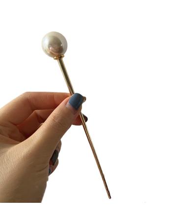 amangul Faux Pearl Hair Stick Fork Pin Retro Metal Chopstick Hairpin Bun Holder