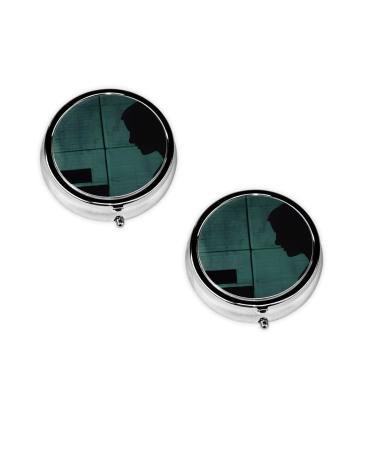 Hacker Attack Printed Mini Round Pill Box Pill Box 3 Compartment Medicine Pill Case Pill Organizer Travel Pillbox Portable Pill Box for Pocket Home Office Use