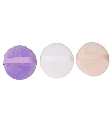 5inch Powder Puff 3pcs Soft Cosmetic Puffs Washable Large Round Face Powder Pads with Ribbon for Loose and Foundation Replacement