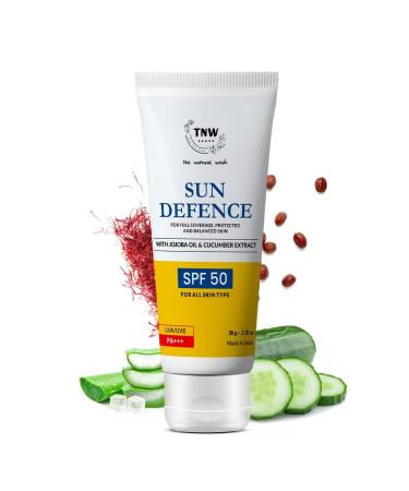 Sun Defence Sunscreen SPF 50 PA++ | Lightweight Quick Absorb Sun Protection Cream/Made with Natural Ingredients (50g)