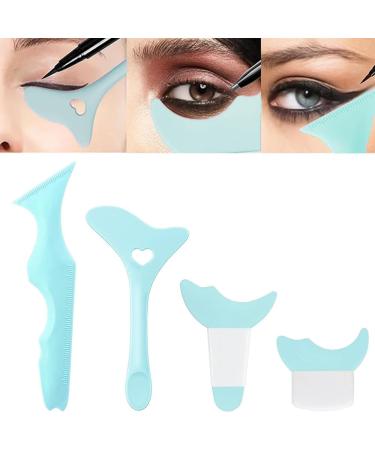 Armastuse 4 Pcs Eyeliner Tool Eyeliner Stencils Eyeshadow Crease Line Kit Silicone Winged Eyeliner Tool Helper for eliner Eyelash Eyebrow Lip Line Face Contour (blue)