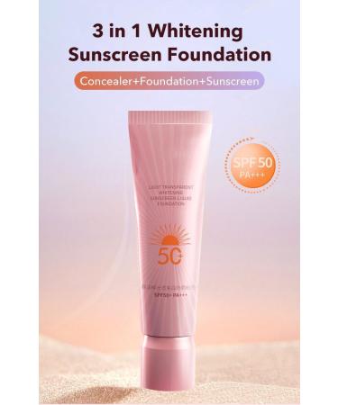 3 in 1 whitening sunscreen foundation concealer sunscreen foundation moisturizing foundation natural face sunscreen concealer foundation - Buy Online on GoSupps.com