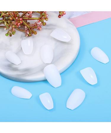 Sethexy 24-Piece Matte Ballerina White Acrylic Nails - Medium Coffin Tips for Women & Girls | High-Quality Nail Art - Buy Online on GoSupps.com