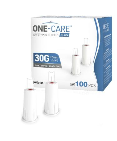 ONE-CARE Plus Safety Pen Tips 30G x 5mm Comfort Universal Design Box of 100