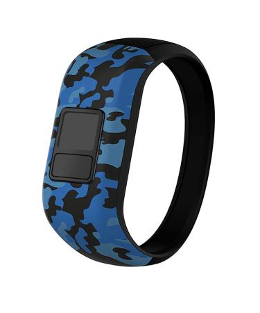 iBREK for Garmin Vivofit jr/jr 2/3 Bands, Silicone Stretchy Replacement Watch Bands for Kids Boys Girls Small Large(No Tracker)-Small,Blue Camo Blue Camo Small