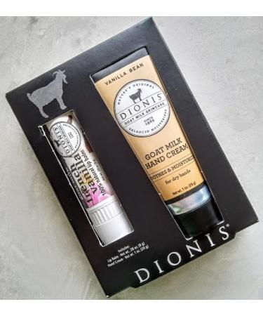 Dionis Goat Milk Skincare Gift Set FRENCH VANILLA LIP BALM VANILLA BEAN HAND CREAM Lip Balm-Net wt .28 oz Hand Cream Net wt: 1 oz (1 gift set)