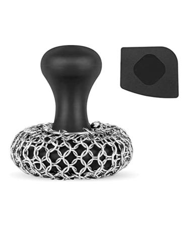 Tovmekdjn Cast Iron Scrubber - 316 Cast Iron Cleaner Scrubber Chainmail Scrubber for Cast Iron Pans Skillet Scrubber Reusable Easy to Use
