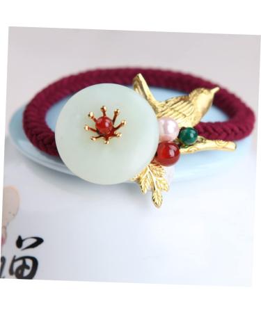 Beavorty 1Pc hair tie headband ponytail holder hair elastics Simple Jade Hair vintage hair accessories gemstone hair tie no crease hair mini rubber bands Hair Rope pearl copper - Buy Online on GoSupps.com