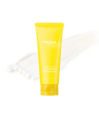 IRECIPE Ceramide Yuja pH Balancing Facial Makeup Cleasing Foam All Skin Type Vegan Hydration Hypoallergenic Acne Skin Safe