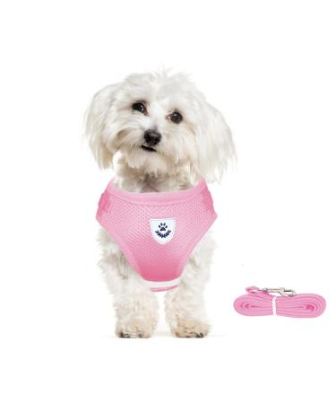 Meioro dog harness with leash reflecting soft padded dogs dishes-active adjustable breast harness for small medium-sized puppy cat-black vest (pink L-breast: 41-46cm) L-breast: 41-46cm pink