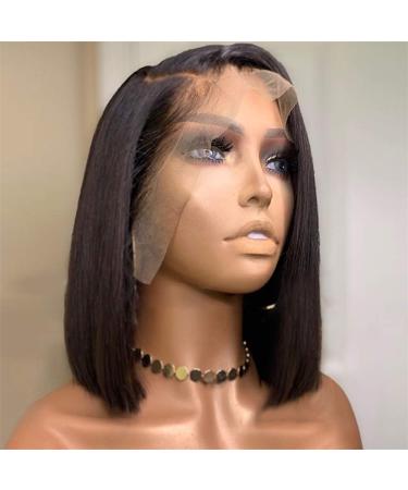 Lace Front Wigs for Black Women | 14-Inch Precut Synthetic & Real Hair Straight Bob - 150% Natural Hairline - Buy Online on GoSupps.com