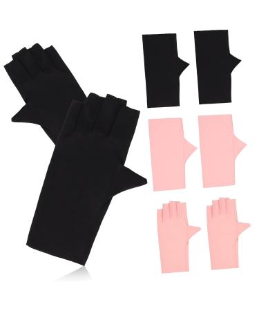 Healeved 4 Pairs Nail Gloves Manicure Gloves Protection Nail Supplies Gloves Anti Uv Gloves Uv Gloves for Nails Rays Gloves Fingerless Gloves Uv Anti Gloves Nail Anti-uv Nylon