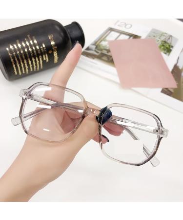 Anti Blue Light Anti Eye Strain Eyeglasses Computer Readers Square Reading Glasses Oversized Flat Light Mirror +250 Gray