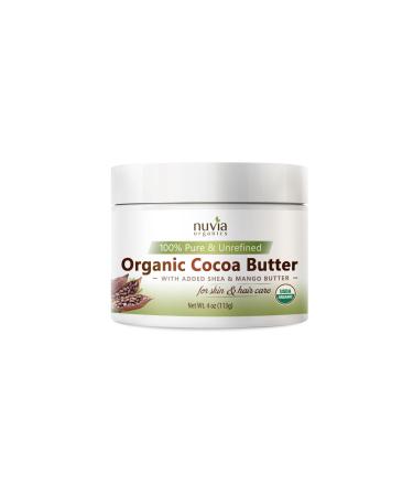 Cocoa Butter Jar - USDA Organic Certified with Added Shea & Mango Butter for Improved Texture 4oz