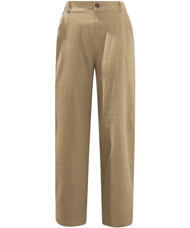 BFAFEN Women's Plus Size Cotton Linen Cargo Pants - Khaki, X-Large - Buy Online on GoSupps.com