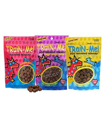 MPPCrazy Dog Dog Training Treat Sampler 3 Pack Train Me Treats Healthy Bacon Chicken Beef 4oz