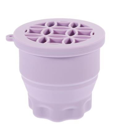 Retractable Silicone Scrub Cup Drying Rack Brush Cleaning Bowl Brush Clean Bowl Brush Rinsing Bowl Cosmetic Brush Cleaning Tool Purple Cleaner Makeup Brush Silica Gel 9.2X9.2X8.6CM Purple
