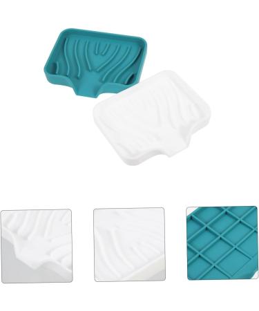 KONTONTY 2pcs Soap Drainer Soap Organizer Storage Soap Holder Bathroom Soap Plate Silicone Storage Containers Travel Soap Holder Soap Holder Case Self Soap Dish Silica Gel Multifunction White Green 12.2X10X2.2CM - Buy Online on GoSupps.com